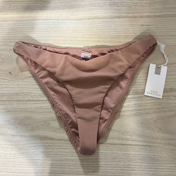 Good American Ribbed Better Bikini Cheeky Bottoms Size 3 Large Desert Rose Pink - Picture 6 of 8
